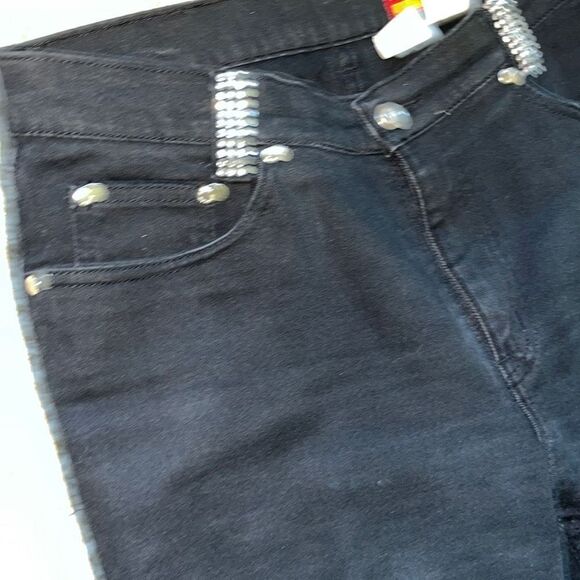 Vintage LAWMAN Western Womens Embellished Black Jeans Rhinestone Size 9 Slim Fit - Picture 16 of 16